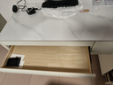 雅即（YAJI）梳妆台卧室斗柜一体实木小户型岩板化妆桌化妆台收纳可伸缩化妆柜 白100cm桌+柜+云朵镜+花瓣椅 实木【三斗柜】岩板台面 实拍图