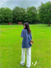 QGF直筒休闲裤女宽松显瘦夏季纯棉春秋长裤子中性女装学生松紧阔腿裤 浅卡其 M 实拍图