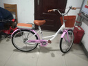 EG7自行车成人女士轻便单车通勤上班变速普通亲子复古男式 尊享【镀锌+编制车筐】单速-粉 24英寸【适合:145-165cm】 实拍图