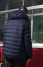 坦博尔轻薄羽绒服男士短款连帽宽松简约保暖外套TF236209 夜影蓝 170  实拍图