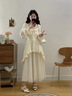 诗丹蕊法式初恋甜美气质长袖连衣裙子女春夏新款温柔风仙气公主风长裙子 杏色 均码 可备注码数 实拍图
