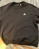 adidas情侣款休闲宽松抓绒圆领长袖卫衣套头衫男女阿迪达斯轻运动   黑色/白   XXS 实拍图