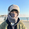目丸帽子男士滑雪帽户外护耳防风雷锋帽男冬季棉帽保暖飞行员防寒骑车 黑色帽子+手套 实拍图