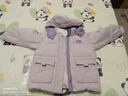 唐狮（TonLion）2025女撞色拼接立领带帽棉衣 轻纱紫 L 实拍图