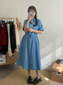 TOMMY JEANS【复古文艺风】25春夏新款女纯棉气质收腰宽松牛仔长连衣裙 牛仔蓝1A4 M (推荐:110-125斤) 实拍图