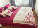 柚言中式红色婚庆四件套结婚纯棉100S长绒棉刺绣新婚被套婚嫁床上用品 【玫瑰情缘】六件套 1.8/2.0米床 床单款 （被套220*240cm） 实拍图