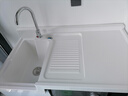 陌利蜂窝铝洗衣柜高低台盆洗衣池带搓板一体盆滚筒洗衣机柜伴侣定制 110CM左盆  珍珠白 送抽拉龙头 实拍图