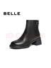 百丽（Belle）擦色时装靴女商场同款真皮粗跟增高短靴B8F1DDD4 黑色-绒里 37 (235mm) 实拍图