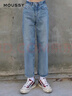 moussy【热销爆款】裤王新款直筒水洗毛边牛仔裤010GAS11-5440 蓝色 M 实拍图