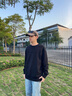 Calvin KleinJeans春秋男士休闲通勤ck压纹字母净色圆领套头衫卫衣J326816 BEH-太空黑 M 实拍图
