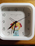 卡通静音闹钟学生用起床神器床头桌面儿童女孩男孩专用时尚小时钟 NZ315方形白色 （13厘米） 实拍图