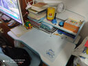 益威（EIEV）儿童学习书桌椅套装可升降中小学生桌椅子写字桌课桌男女生手摇款 移动脚踏+乳胶追背+双叶灯椅套蓝 实拍图