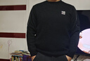 罗蒙一体绒高级感圆领毛衣男士装秋冬季款加绒加厚保暖打底针织衫衣服 黑色 L 实拍图