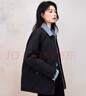 Basic House/百家好休闲百搭冬季新款宽松长袖翻领衬衫式羽绒服女 黑色 S 实拍图