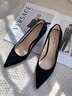 NINE WEST/玖熙羊反绒法式单鞋女通勤高跟鞋NF201039SK 黑色 36 实拍图