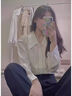 哈鲁迪高级感白色衬衫女春秋内搭设计感小众polo领长袖衬衣叠穿马甲上衣 白色 M （90-105斤） 实拍图