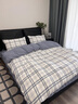 雅鹿抑菌水洗棉四件套轻奢裸睡床单被套可水机洗宿舍单人被罩床上用品 灰大格+蓝灰【母婴级 适合裸睡】 1.8m 床单款 四件套-被套200*230cm 实拍图