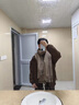 7家优品中性美拉德咖啡色竖条纹棉服男日系复古cleanfit百搭情侣棉衣外套 QYRJ-Y20咖啡色 XL 实拍图