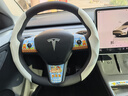 YZ适用tesla特斯拉YL/MY/M3方向盘套把超薄吸汗车内装饰改装丫配件 老款Model3/Y麂皮绒方向盘套-白色 实拍图