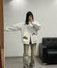 LEMANISM外套女潮牌卡通毛巾绣棒球服男2025春秋新款潮牌情侣款夹克上衣 白花灰 XL 实拍图