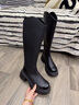 他她明星同款TATA弹力小V靴软糖靴厚底高跟骑士靴 黑色（单里） 36 实拍图