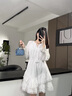 VEGA CHANG白色连衣裙女2026春新款法式V领长袖高级感蕾丝裙子 云朵白（长袖） L 实拍图