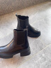 ZHR短靴女秋冬复古真牛皮通勤女靴舒适加绒切尔西靴 EH18A 黑色 35  实拍图