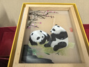 老秀馆蜀绣熊猫伴手礼双面刺绣摆件工艺品中国特色礼物送老外出国纪念品 榉木外框-友谊长存2 实拍图