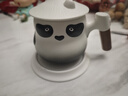 三旬熊猫泡茶马克杯创意家用陶瓷茶水分离杯子带盖男女办公室过滤水杯 熊猫泡茶马克杯【白砂黑】 实拍图
