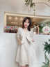 VEOX气质法式方领蝴蝶结娃娃裙2025夏新款高腰连衣裙女泡泡袖甜美风 白色 M [建议96-105斤] 实拍图