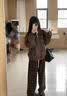 灿图美拉德夹克皮衣外套女秋冬季新款美式潮流cleanfit宽松休闲上衣服 棕色 L 实拍图