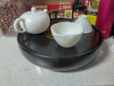 金镶玉 茶盘圆形储水家用功夫茶具干泡茶道托盘 陶瓷双圆茶盘25*5cm 实拍图
