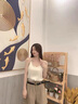 百图betu女装夏季新款吊带衫丝质缎面美背交叉带V领背心女2304T58 杏色 L 实拍图