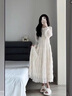 妍莉芬（yanlifen）桔梗法式白色长袖连衣裙子女夏季2025年春装新款女装显瘦气质长裙 白色 S 实拍图
