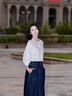 熙世界白色天丝衬衫女2025秋季新款独特别致绣花七分袖衬衣女装上衣 精致白 M 实拍图