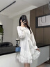 VEGA CHANG白色连衣裙女2026春新款法式V领长袖高级感蕾丝裙子 云朵白（长袖） L 实拍图