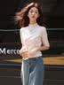 德玛纳【中袖T恤】小众打底衫法式中高领T恤女 杏色 M  实拍图