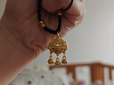 中国黄金（CHINA GOLD）平安锁黄金项链男女足金吊坠长命锁挂坠情人节送生日礼物婴儿宝宝 平安锁吊坠+4金珠【黑绳】约1.9g 实拍图