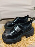 达芙妮真皮厚底加绒乐福鞋2025春季新款百搭单鞋小个子增高英伦风小皮鞋 黑色 【擦色大头】 39 实拍图