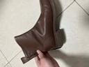 达芙妮瘦瘦靴女加绒低跟短靴女圆头百搭靴子4622607093 棕色（加绒） 39 实拍图