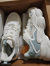 361°女鞋老爹鞋女秋冬季革网厚底增高休闲百搭轻便户外运动跑步鞋子女 羽毛白/浅烟绿 38 实拍图