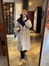 册裁（CECAI）针织拼接冬季羽绒服女中长款过膝加厚2025新款韩版连帽宽松外套女 卡其 S 建议90斤-110斤 实拍图