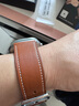 istrap适用苹果手表表带真皮牛皮apple watch手表带S11/10/9/8/7/6/SE男女士iWatch ultra2/3腕带 浅棕白线丨银色配件 49MM表盘【适用iWatch ultr 实拍图
