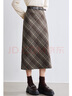 百图betu女装冬季新款半身裙直筒复古格纹百搭显瘦裙子女2410D04 咖格 L 实拍图