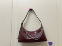 CHARLES&KEITH柔软拉链式褶皱单肩包腋下包包女包女士生日礼物CK2-40782472 Burgundy葡萄酒红色 S 实拍图