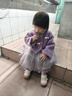 班喜迪女童连衣裙秋装新款洋气儿童公主裙套装秋冬薄绒宝宝外套周岁礼服 紫色 100 cm 实拍图