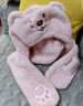 亨凯利儿童帽子冬天婴儿围巾一体冬季护耳男童女童宝宝毛绒防风围脖粉色 实拍图
