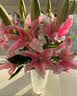 迷.妆 假花高支百合花仿真花束单支客厅电视柜餐桌装饰品仿真花套装花 6只粉色香水百合（不含花瓶） 实拍图
