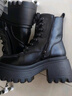 达芙妮马丁靴女内增高短靴百搭粗跟高跟黑色加绒女靴4623607126黑色38 实拍图