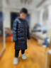 卡尔美（KELME）儿童运动羽绒服男连帽保暖长款足球训练青少年学生外套 黑色 140 实拍图